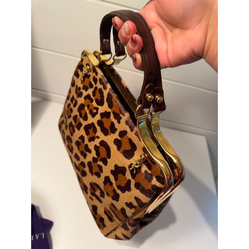 Roberta di Camerino Leopard Pony Hair Satchel Bag Made in Italy Vintage Gold - Picture 10 of 14